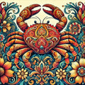 Crabe flamboyant au milieu des fleurs