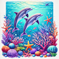 Danse de dauphins dans un récif coloré