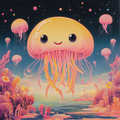 Créature marine souriante dans un monde magique