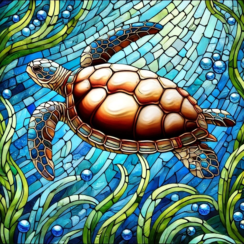 La tortue et la forêt d'algues