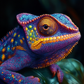 Portrait coloré d’un caméléon exotique