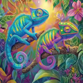 Duo de caméléons dans un paradis tropical