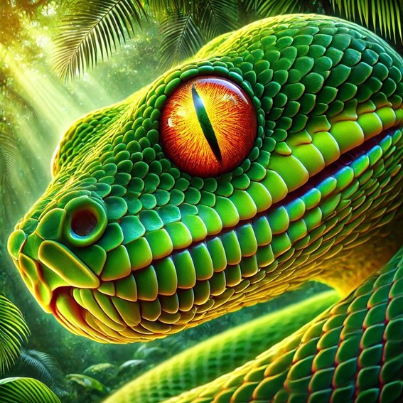Écailles vertes et lumière tropicale