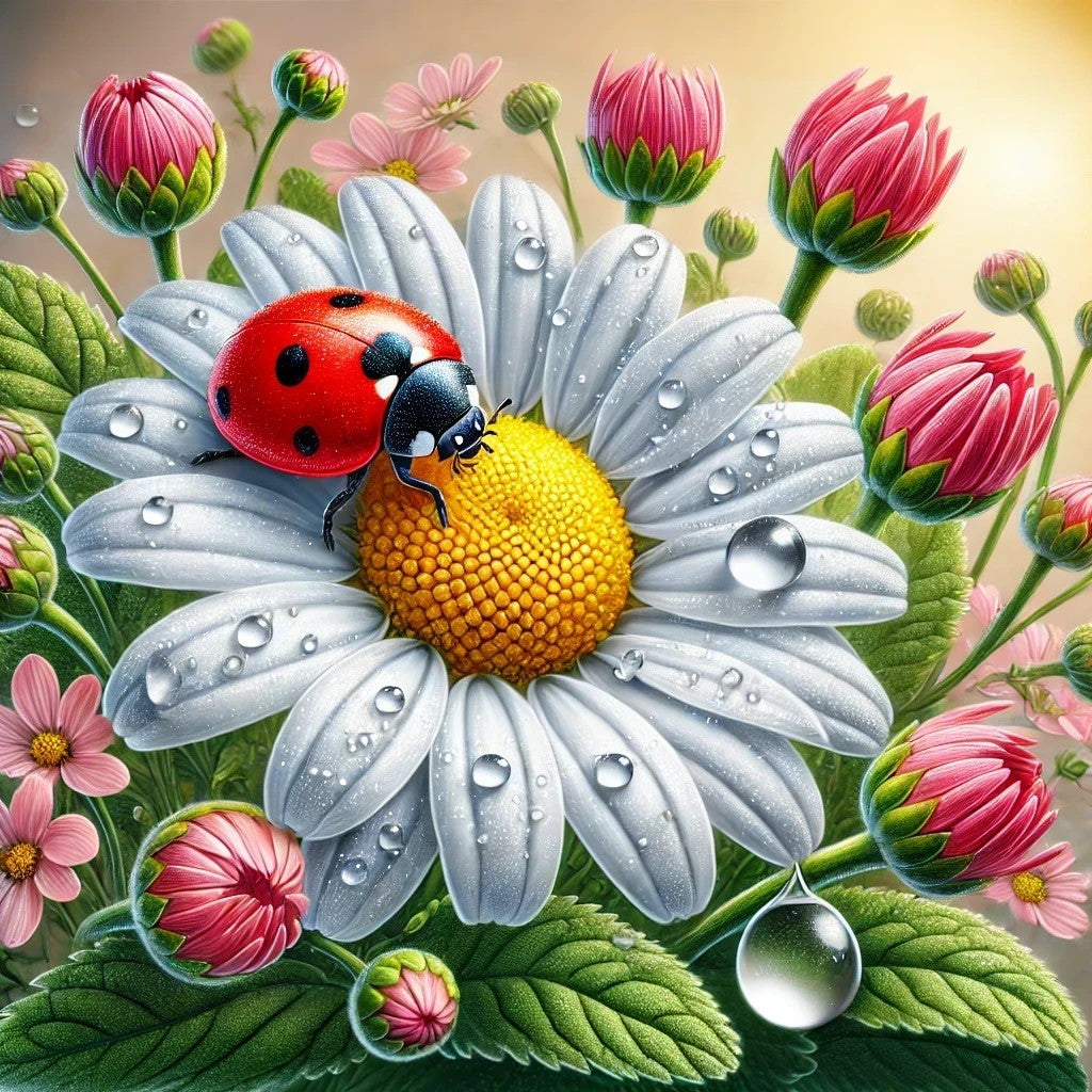 Tableau vivant d’une marguerite perlée