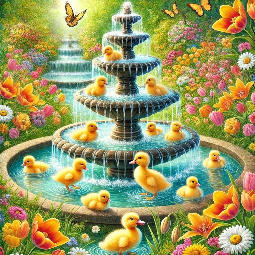 La fontaine aux canetons joyeux