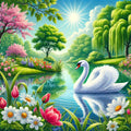 Schwan unter einem strahlenden Himmel