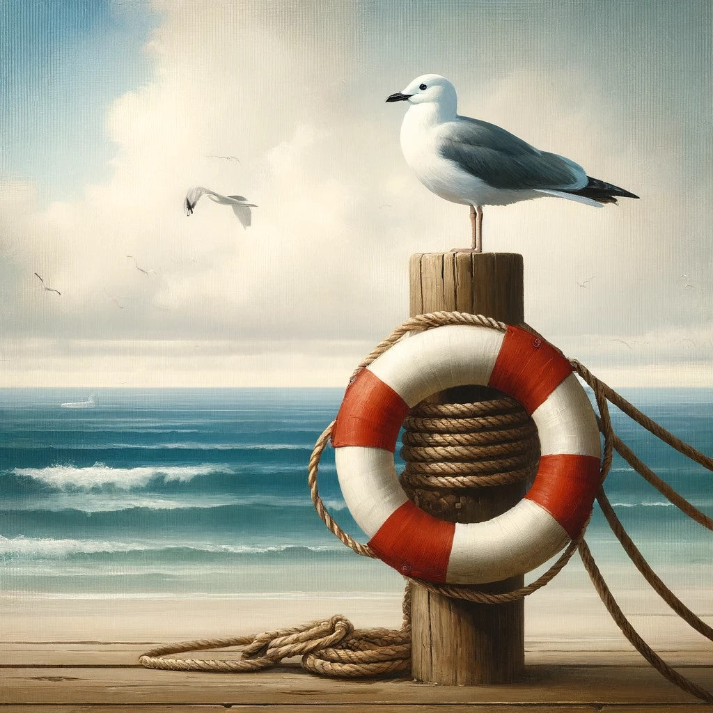 Corde, bois et l’océan comme décor