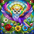 La splendeur d'un hibou en vitrail