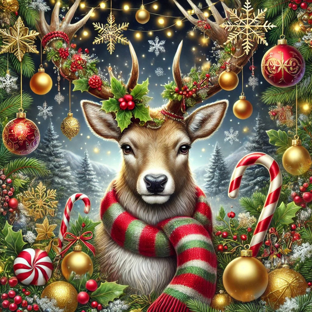Cerf féerique et Noël enchanté