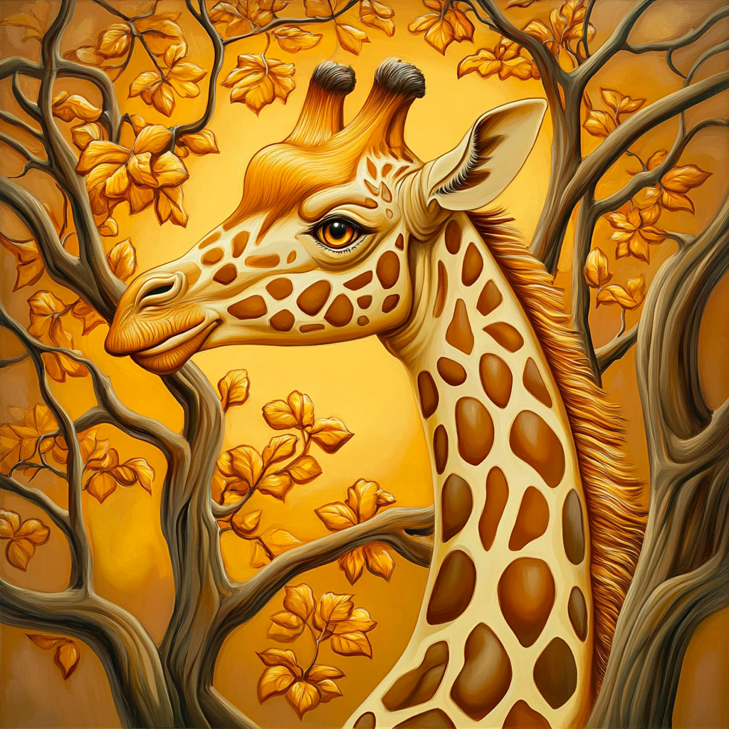 Élégante girafe aux teintes dorées