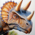 The imposing triceratops in close-up