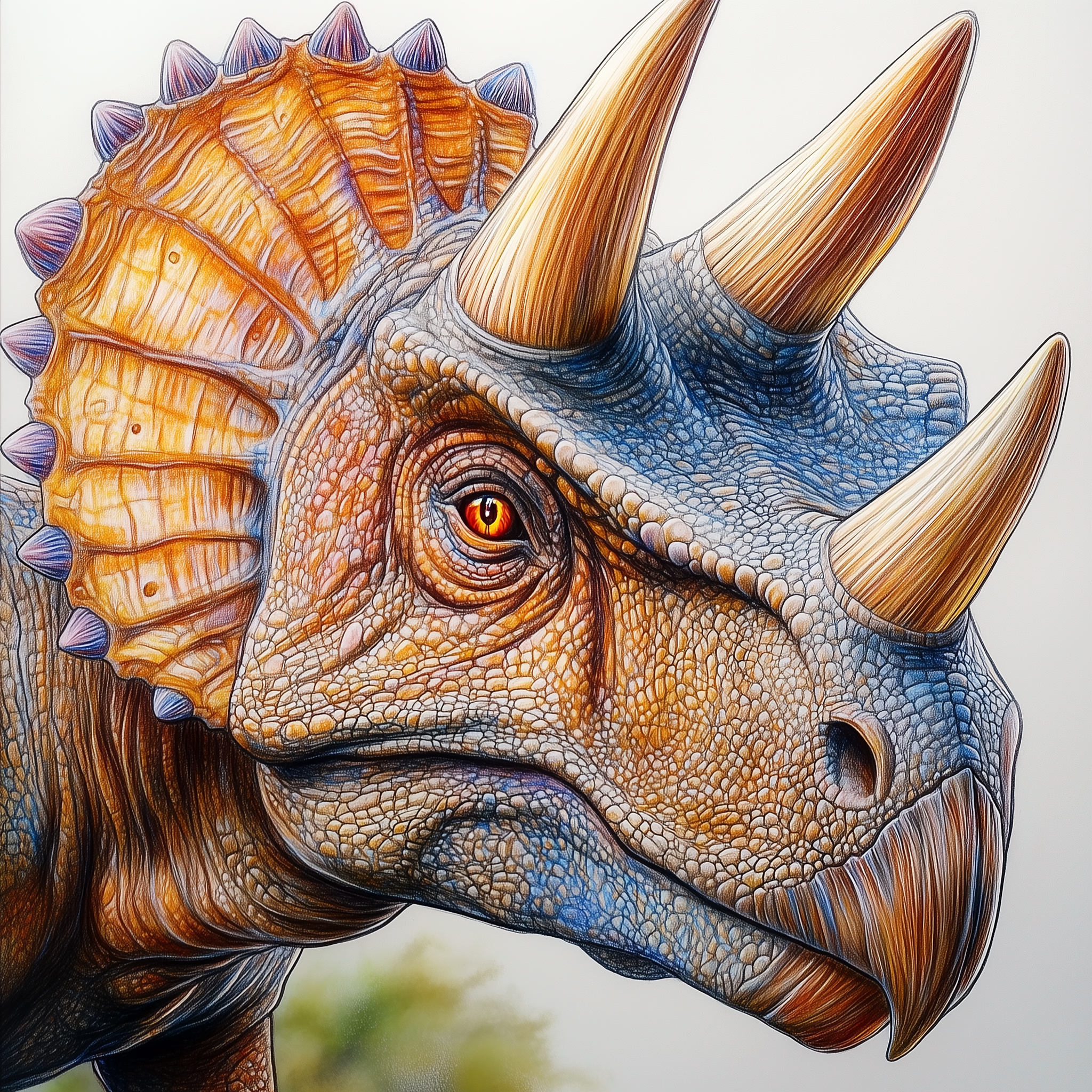 L’imposant triceratops en gros plan
