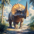 Triceratops, der durch das Tal streift