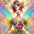 Blumenfee mit Regenbogenflügeln