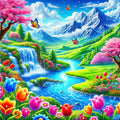 Paysage idyllique et cascades