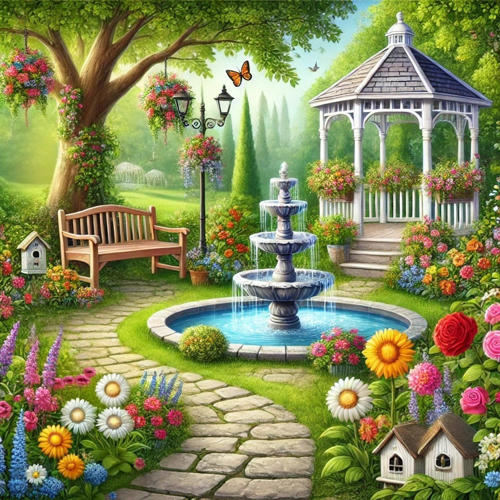 Jardin fleuri et coloré