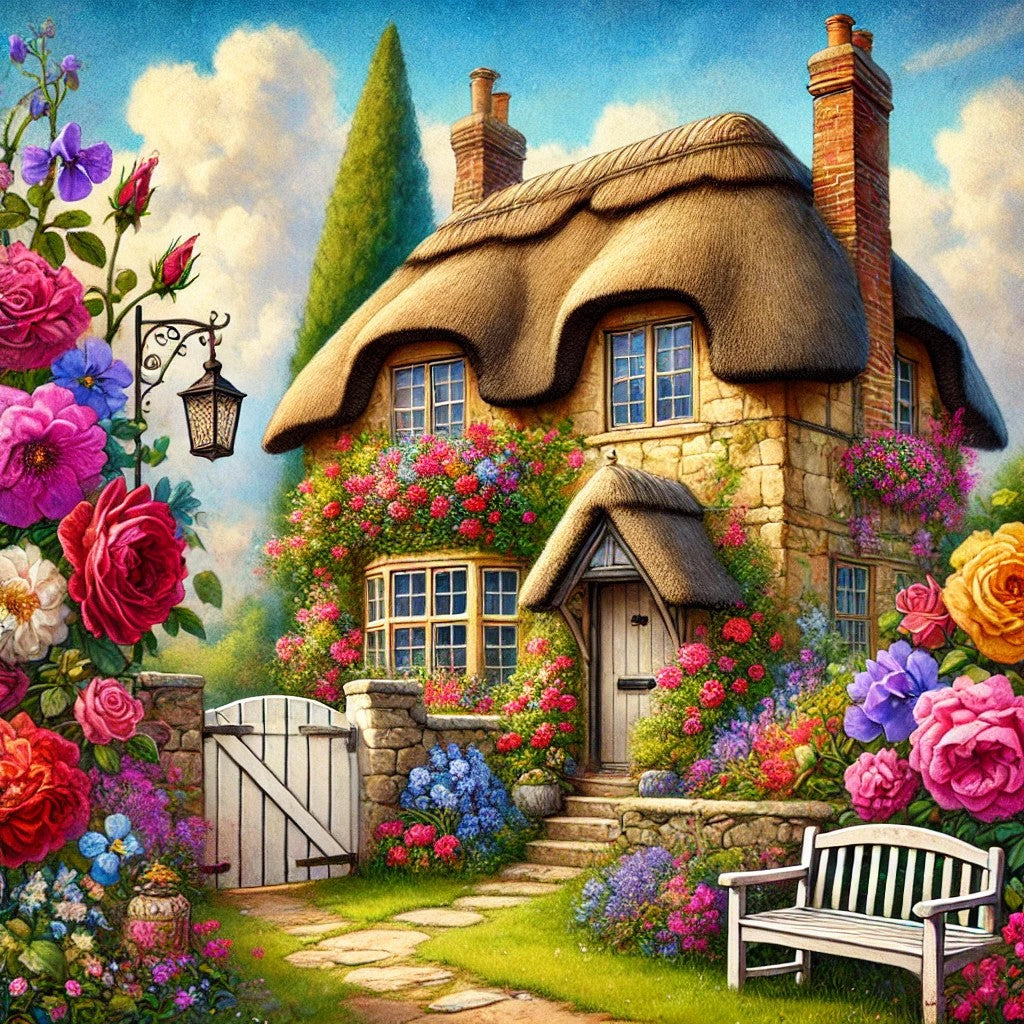 Cottage fleuri au printemps