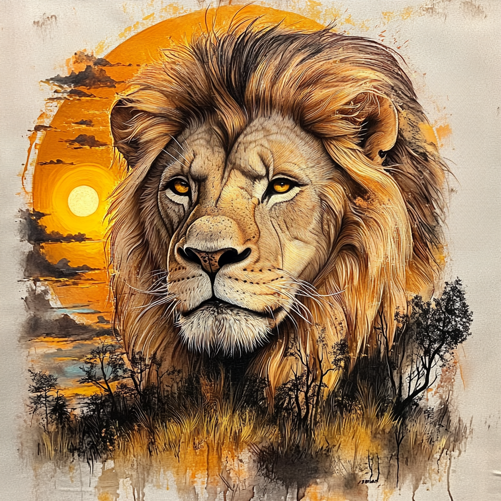Lion Majestueux sous le Soleil Africain