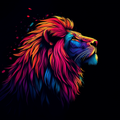 Lion Multicolore de la Nuit