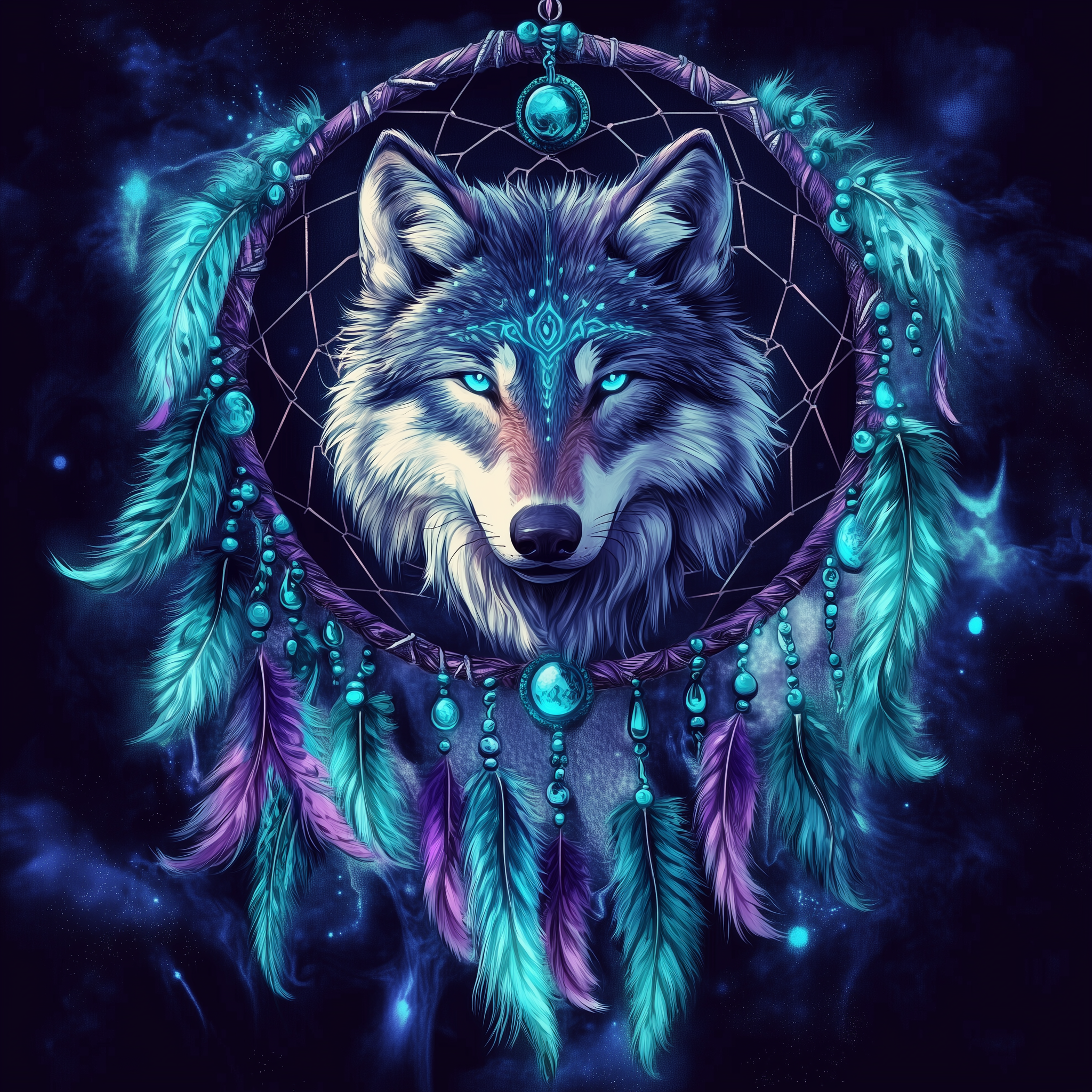 Loup astral aux yeux bleus