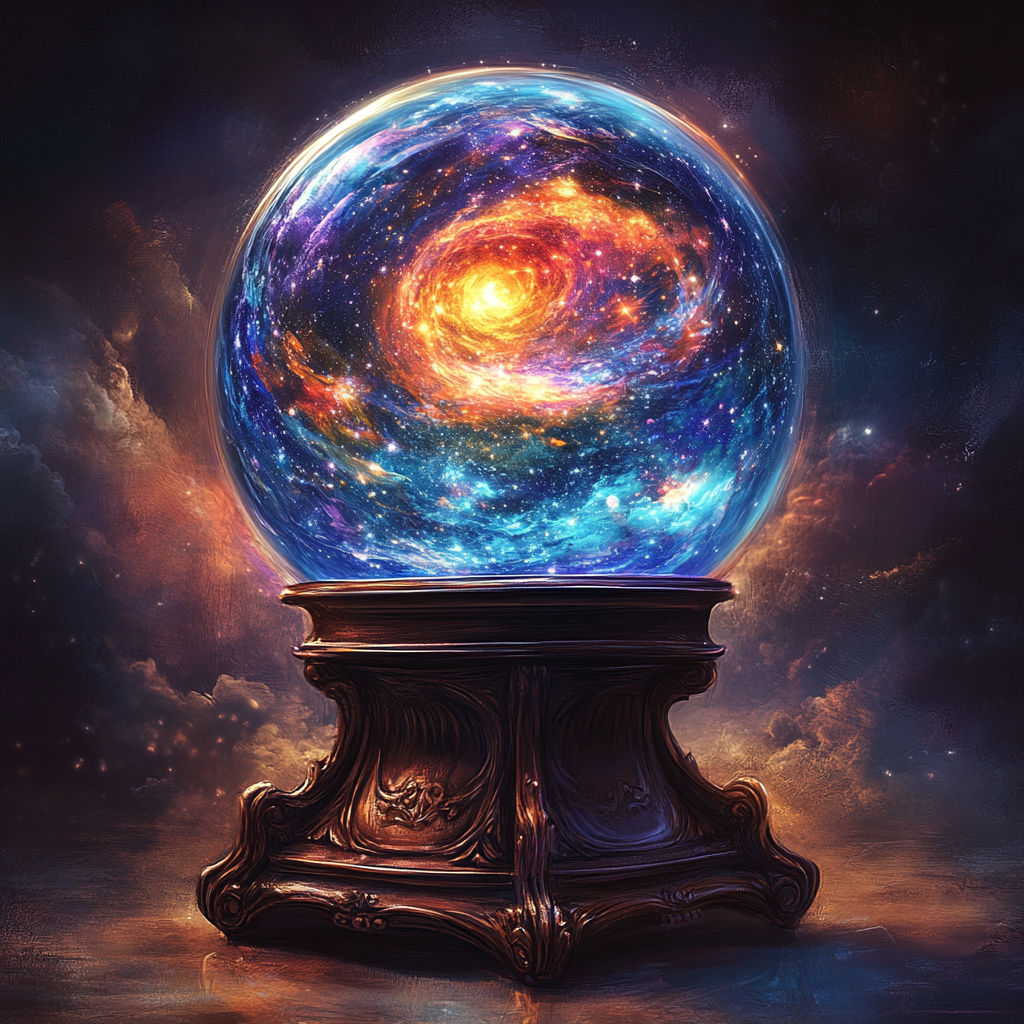 Galaxie enfermée dans la boule de cristal