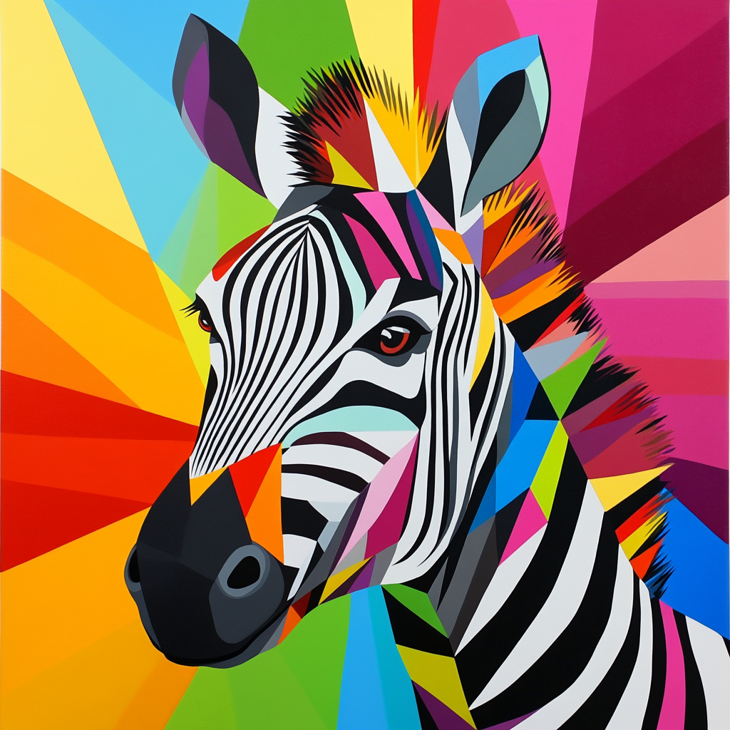 Le zèbre pop-art multicolore