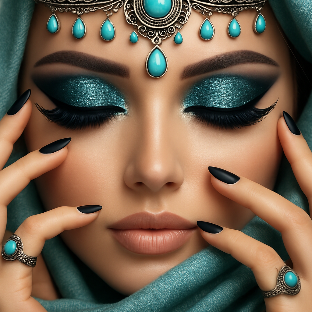 Beauté orientale aux reflets turquoise