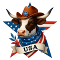 Vache western en bleu blanc rouge