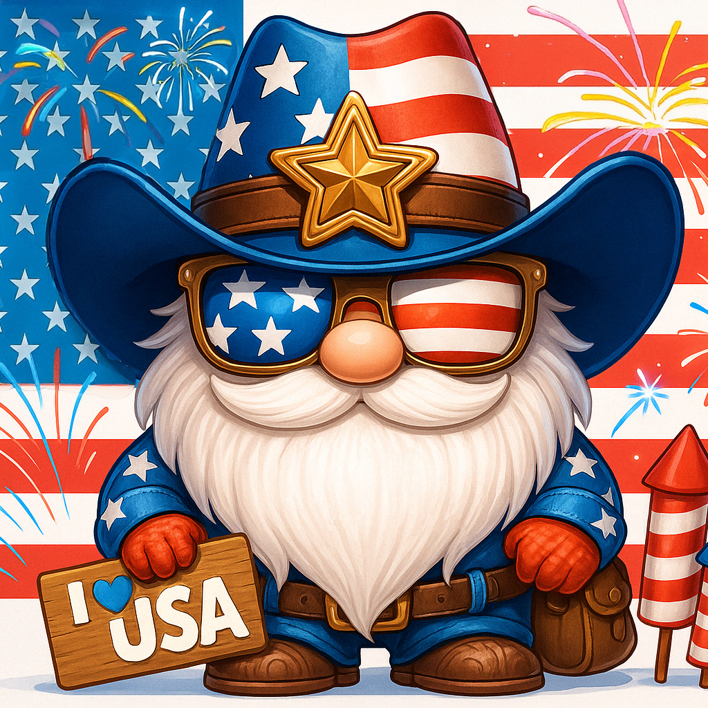 Gnome américain prêt pour la fête