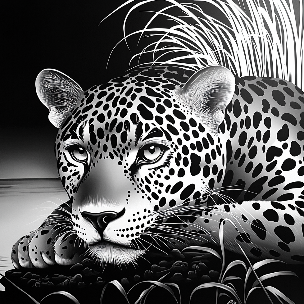 Élégance du jaguar monochrome