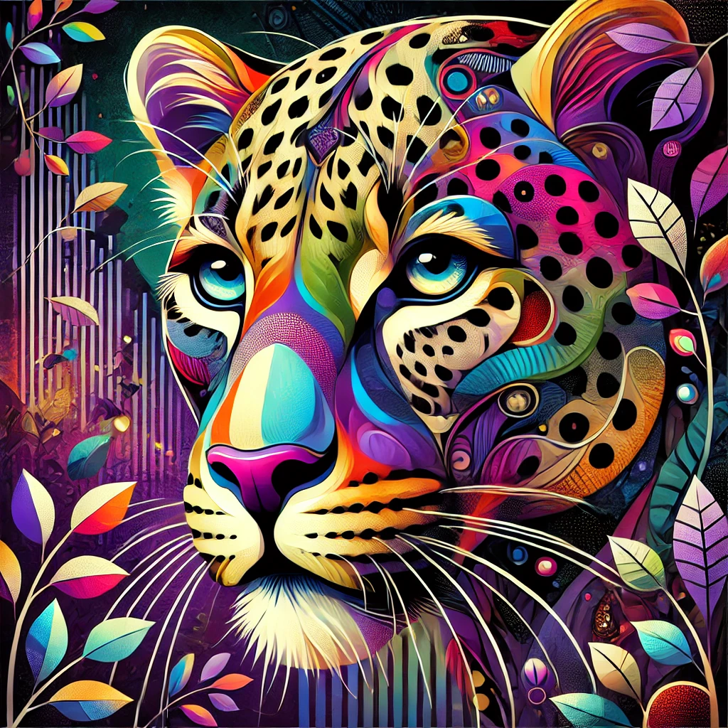 Leopard in leuchtenden Farben