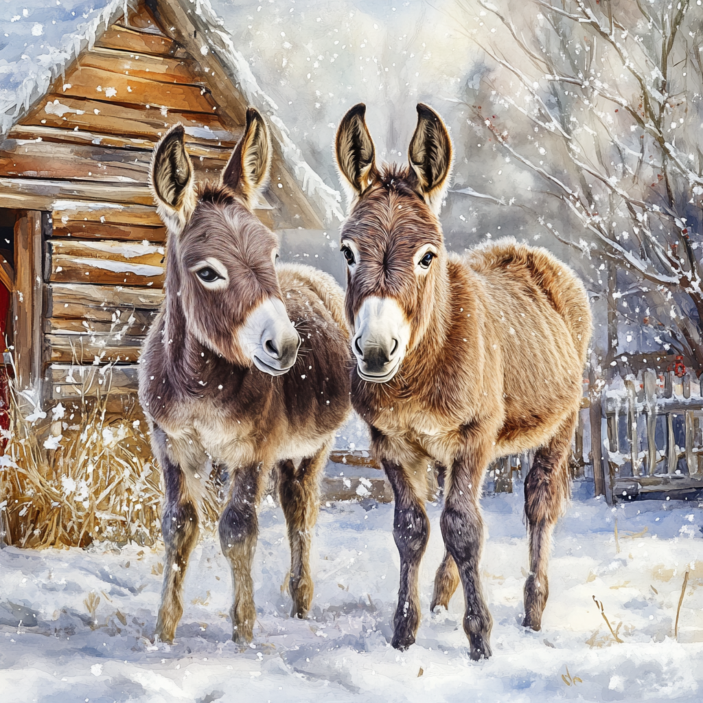 Deux ânes et la magie des flocons