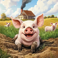 Un porcelet heureux dans la terre