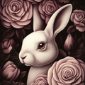 Lapin majestueux parmi les pétales