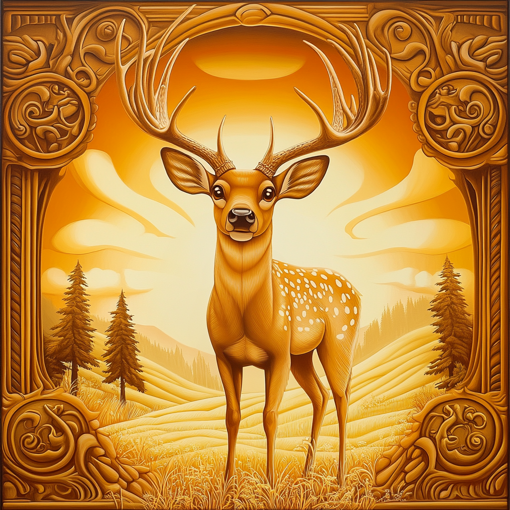Éclat d'or pour un cerf paisible