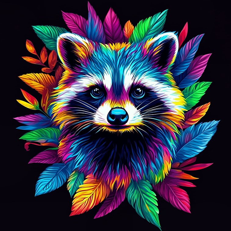 Un raton-laveur aux mille couleurs