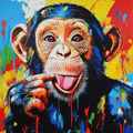 Primate in graffiti mode