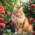 La splendeur du félin dans les rosiers