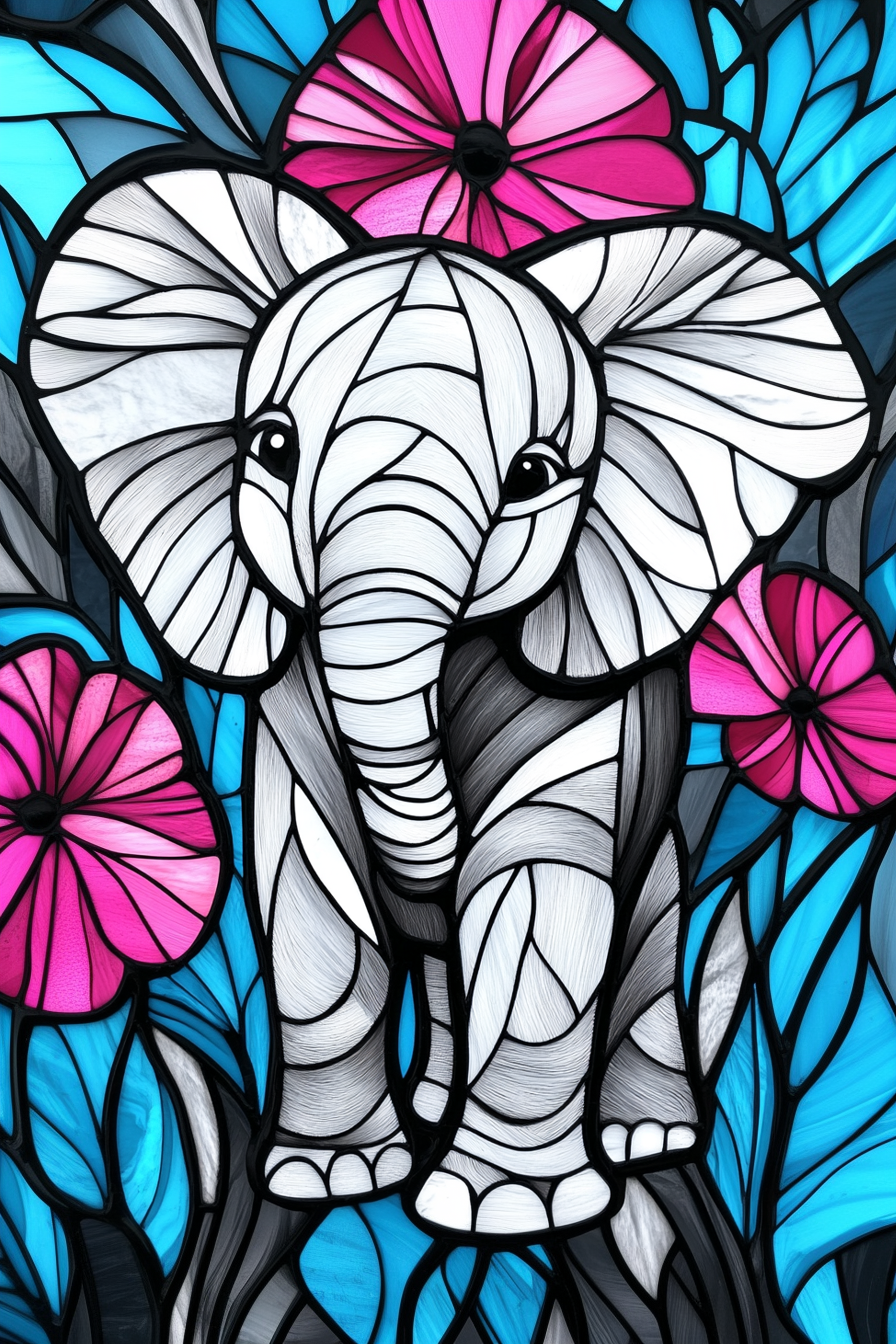 Éléphant en éclats de couleur
