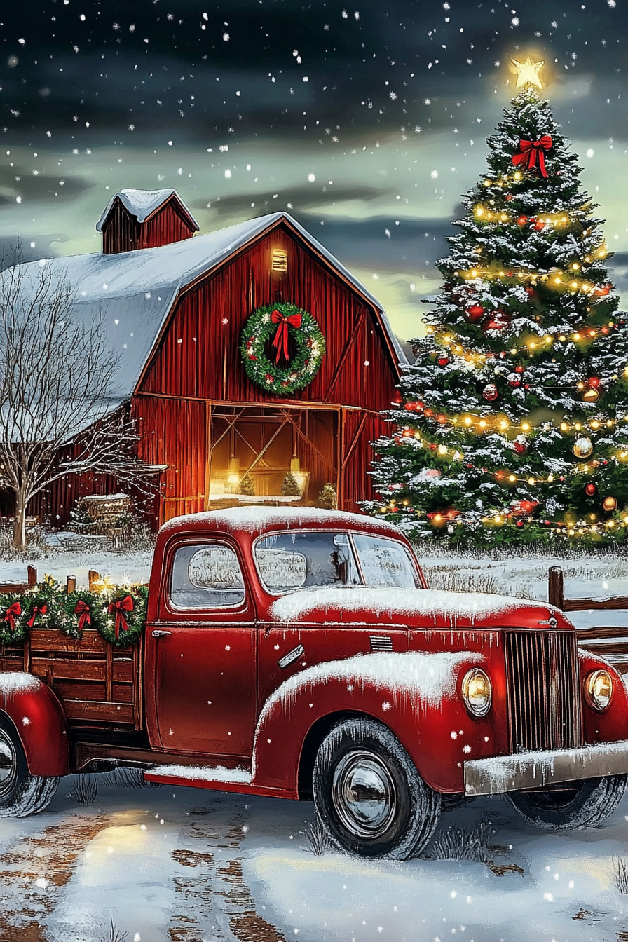 Le vieux pick-up de Noël