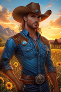 Sonne auf dem Cowboy