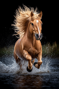 Cheval doré au cœur de la rivière