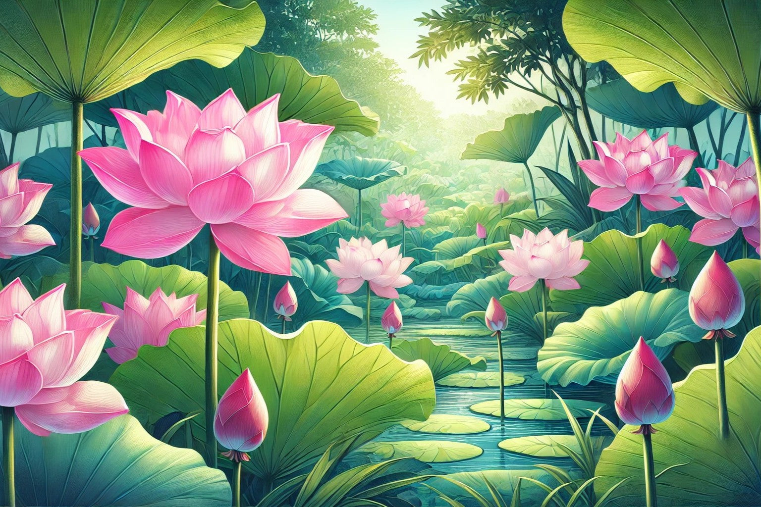 Jardin sacré de lotus