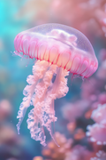 Méduse envoûtante dans un monde pastel