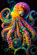 Hypnotischer Tanz eines leuchtenden Kraken