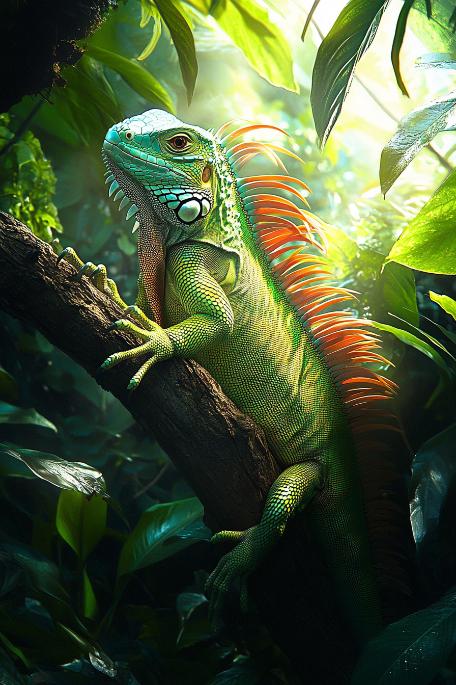 Iguane majestueux au cœur de la jungle
