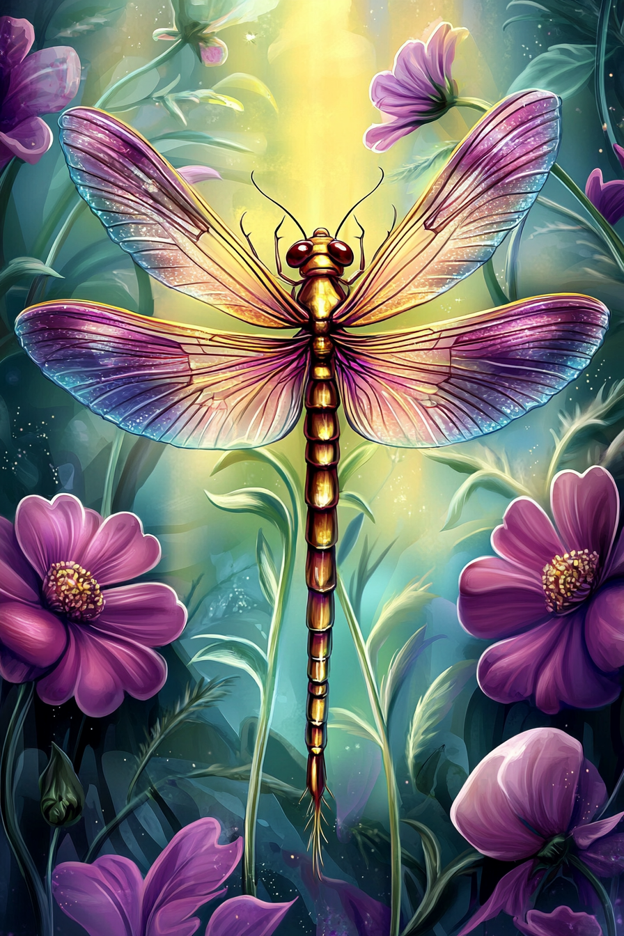 Nature enchantée et libellule étincelante