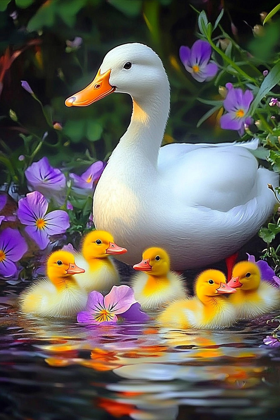 Maman canard et ses adorables canetons