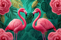 Flamingos und tropische Atmosphäre