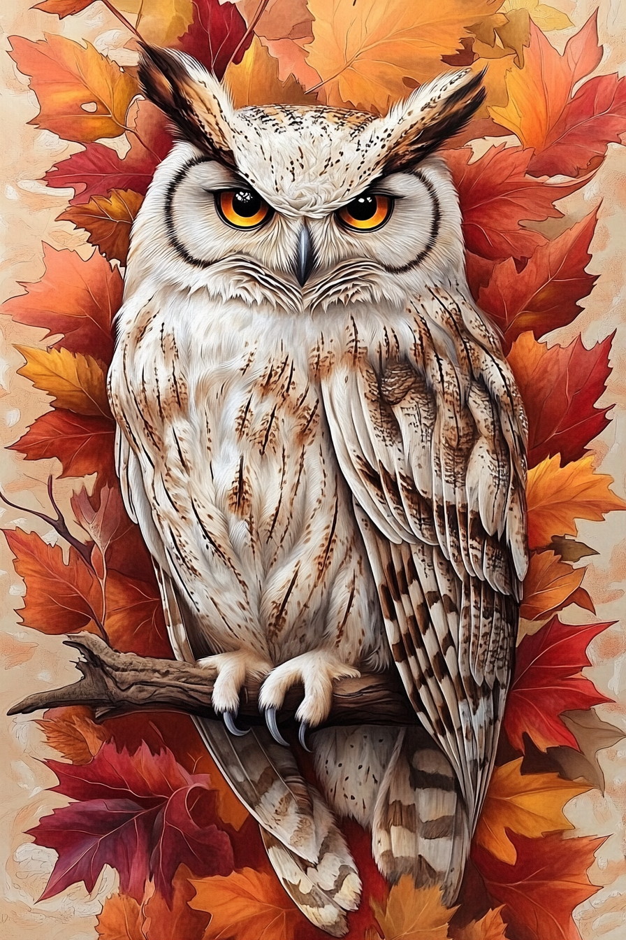 Le majestueux hibou des feuilles d'automne